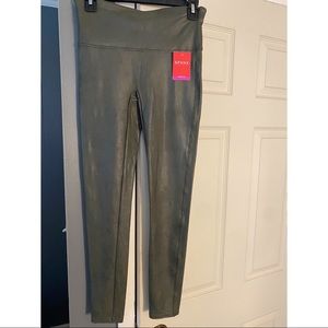 Olive green Spanx faux leather leggings